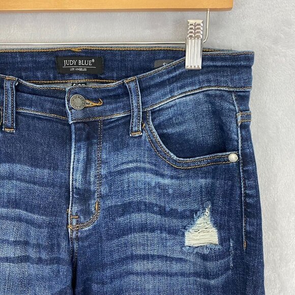 Judy Blue Slim Fit Distressed Jeans 5/27 JB82104DK Dark Wash Stretch Skinny - Picture 11 of 16